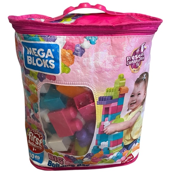 Mega Bloks First Builders Big Building Bag, 80-Piece Set (Pink) - Picture 2 of 6